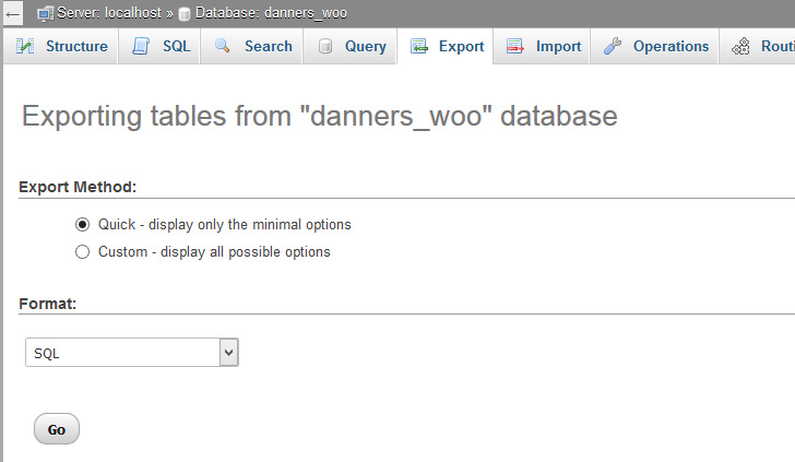 export wordpress database phpMyAdmin