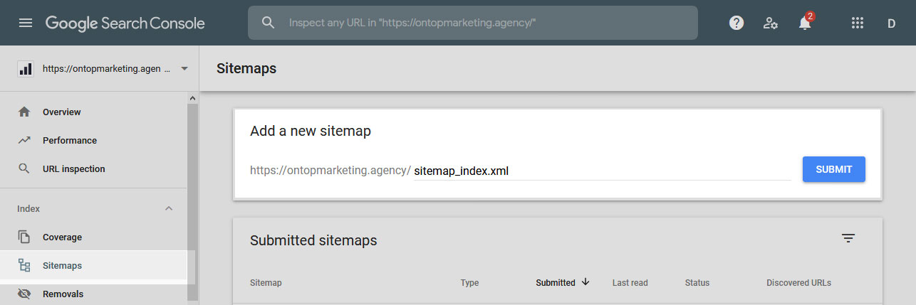 add sitemap to search console