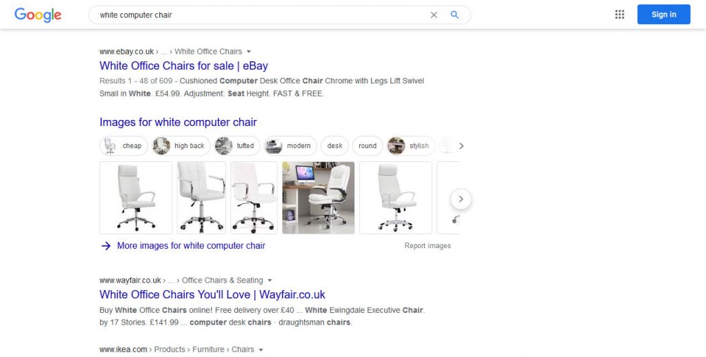 Google images in SERP