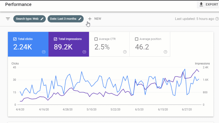 set search console filter to 16 months