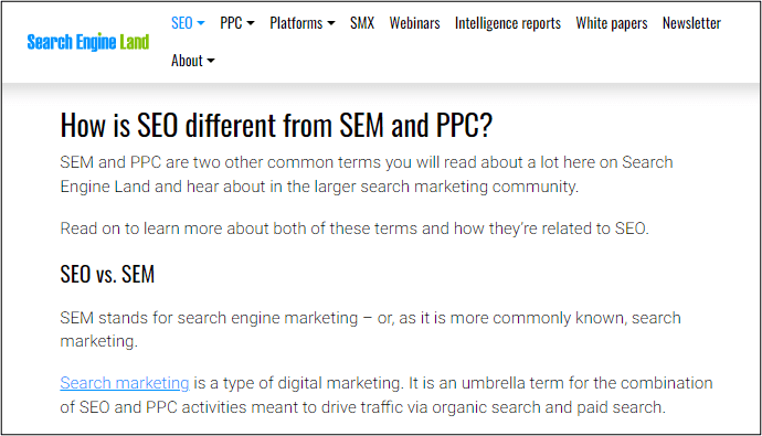 How is SEO different from SEM and PPC