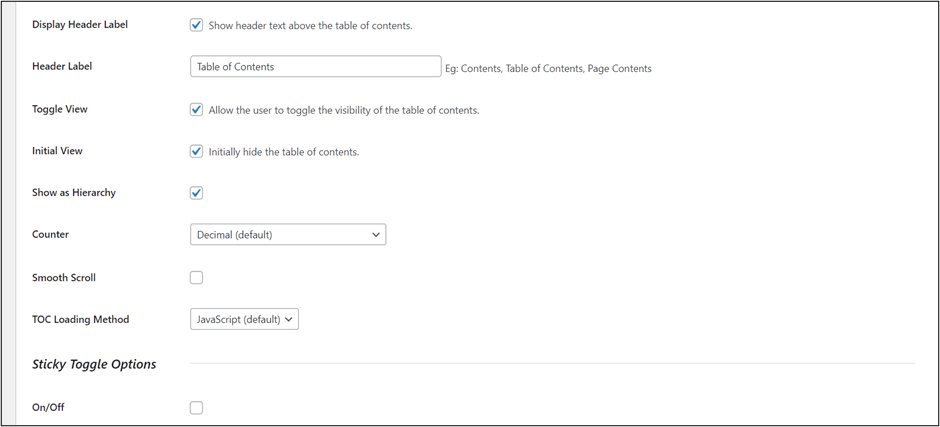 Plugin Other General Settings