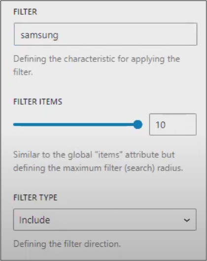 AAWP Bestseller List Filter, Filter Items, and Filter Type
