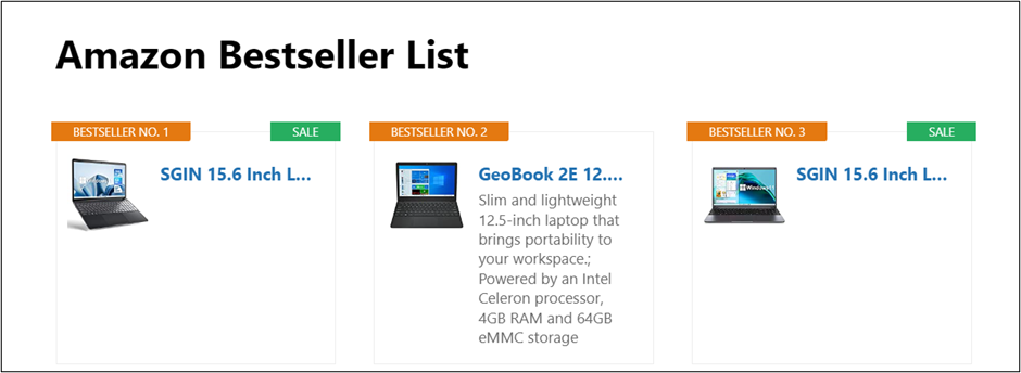 AAWP Bestseller List with keyword laptop using 3 Columns Grid