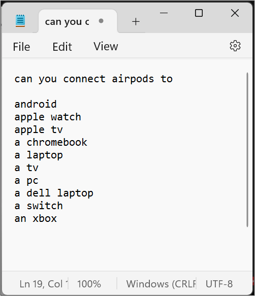 Alphabet Soup List on Notepad