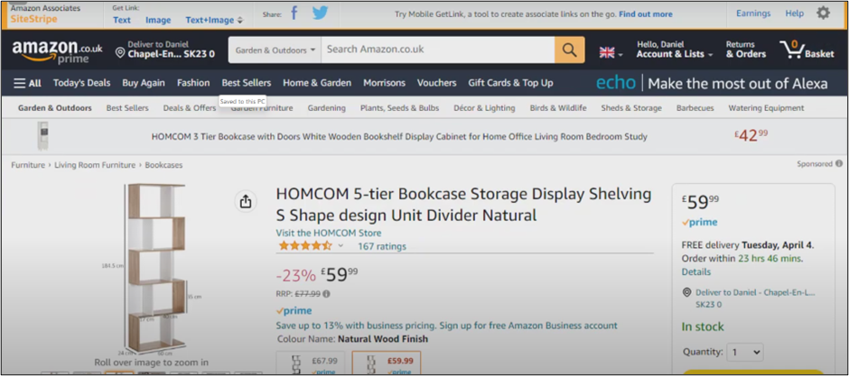 Amazon Page HOMCOM Divider