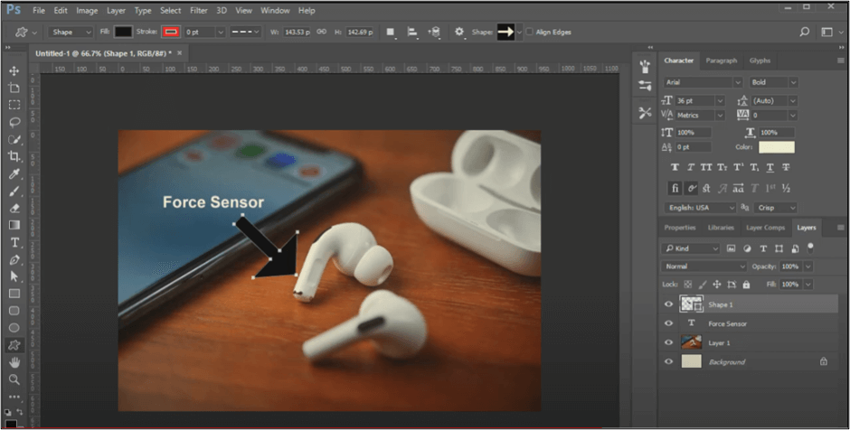 Editing airpods photo in Photoshop