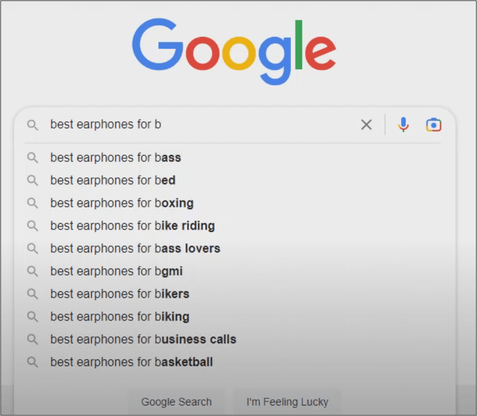 Google's suggestions for best earphones for b