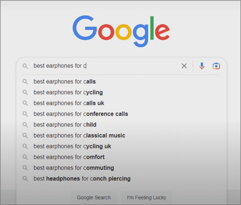 Google's suggestions for best earphones for c