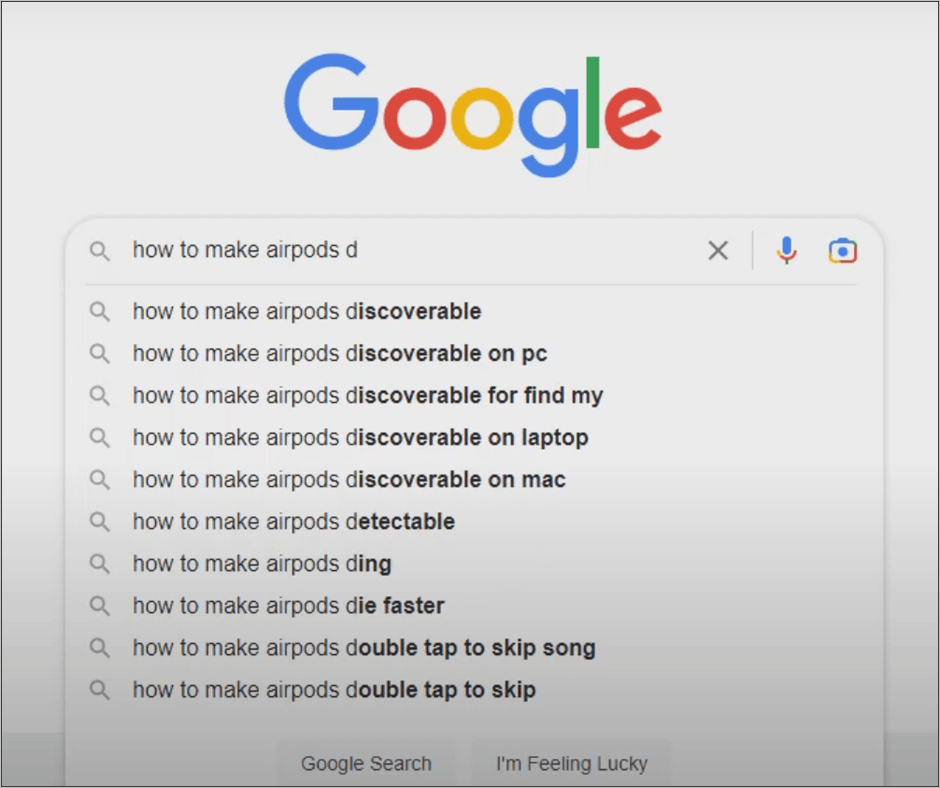 Google's suggestions for how to make airpods d