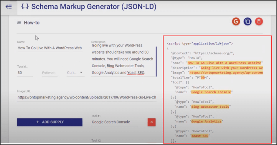 TechnicalSEO.com, Schema Markup Generator HowTo Schema code