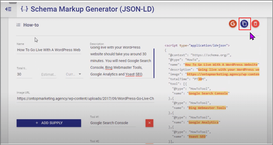 TechnicalSEO.com, Schema Markup Generator HowTo Schema code