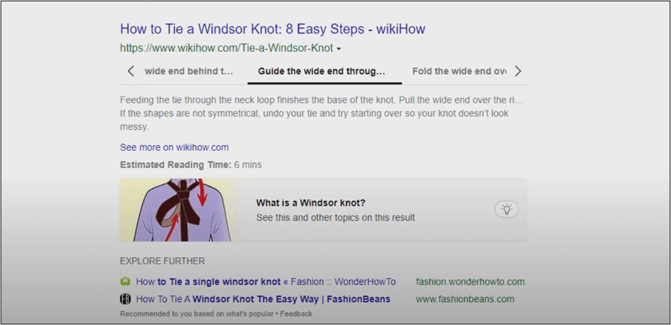 "How to tie a windsor knot" wikiHow listing on Bing