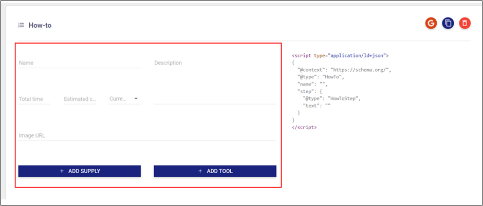 TechnicalSEO.com, Schema Markup Generator editor