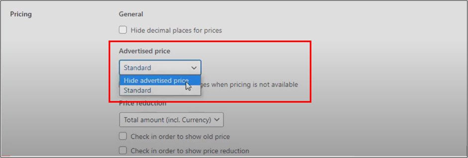 WordPress AAWP Output Settings Hide advertised price