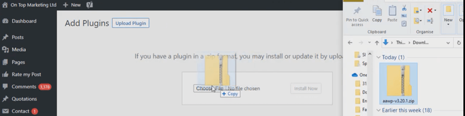 WordPress Upload Plugin Zip File