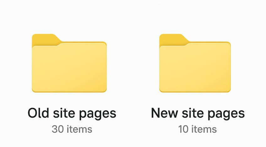 old site pages and new site pages