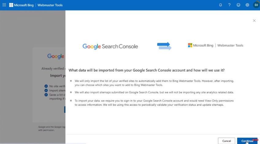 Import Your Sites From Google Search Console Step 1