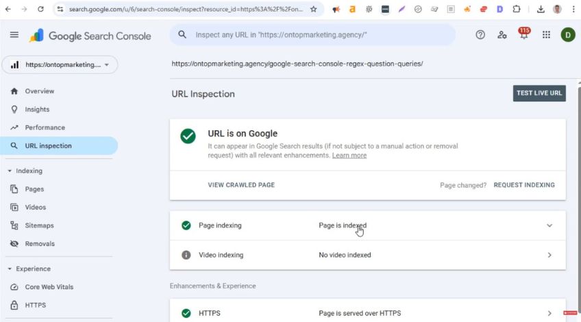 Step 8: Use URL Inspection To Check If A Page Is Indexed