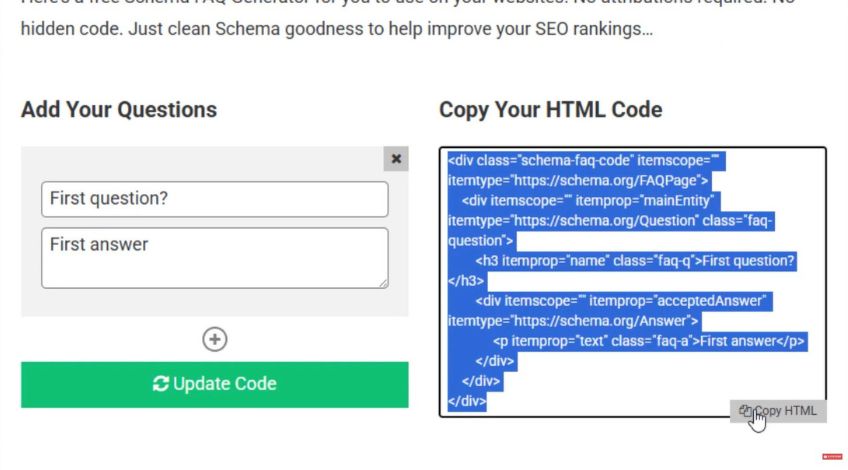 example of generating schema markup